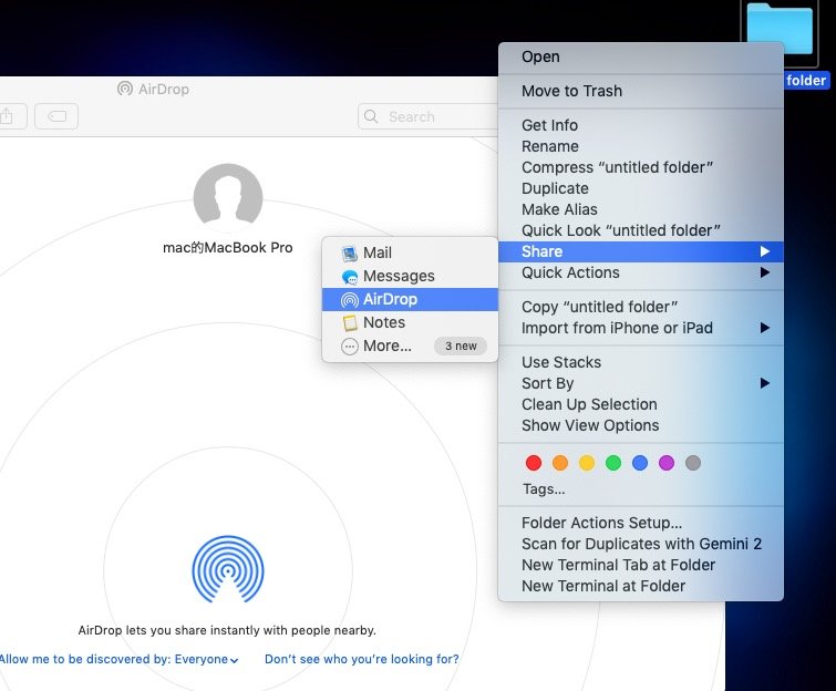 Mac의 AirDrop으로 파일 공유