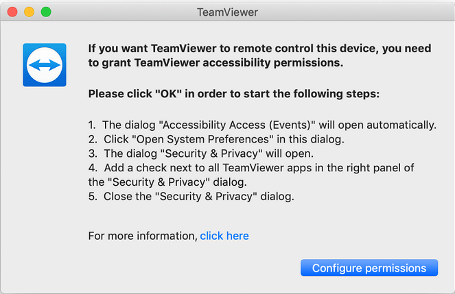 Mac 上的 TeamViewer 远程桌面