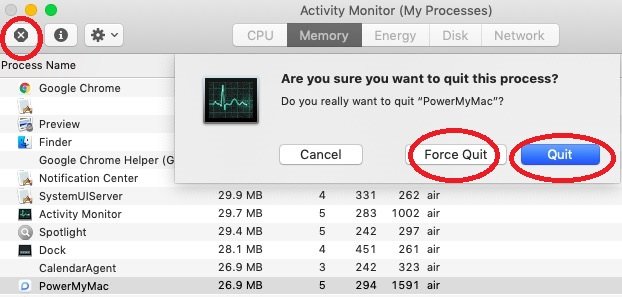 Sluit niet-reagerende apps en processen in Activity Monitor op Mac