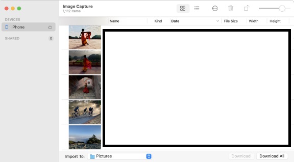 Verplaats foto's van iPhone naar Mac met behulp van Image Capture