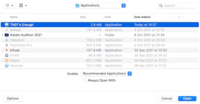Open Winmail.dat op Mac met TNEF's Enough