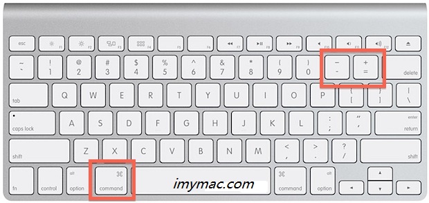 Ampliar no Mac com atalhos de teclado