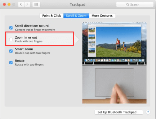 Zoom In on Mac Via Trackpad