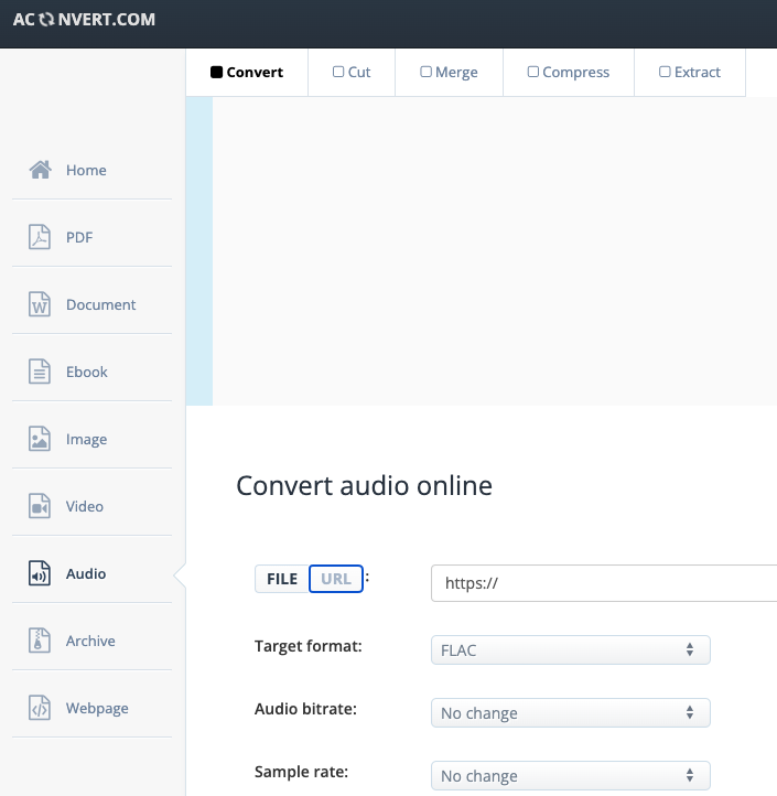 Convert VOB to FLAC at AConvert.com