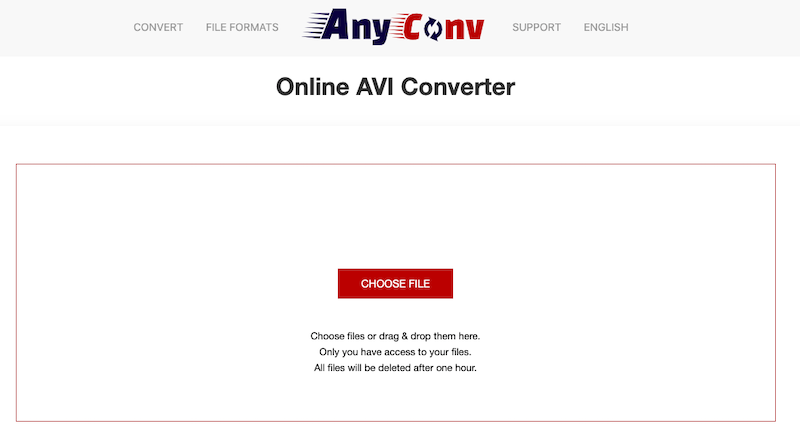 Преобразование AVI в OGG онлайн с помощью AnyConv