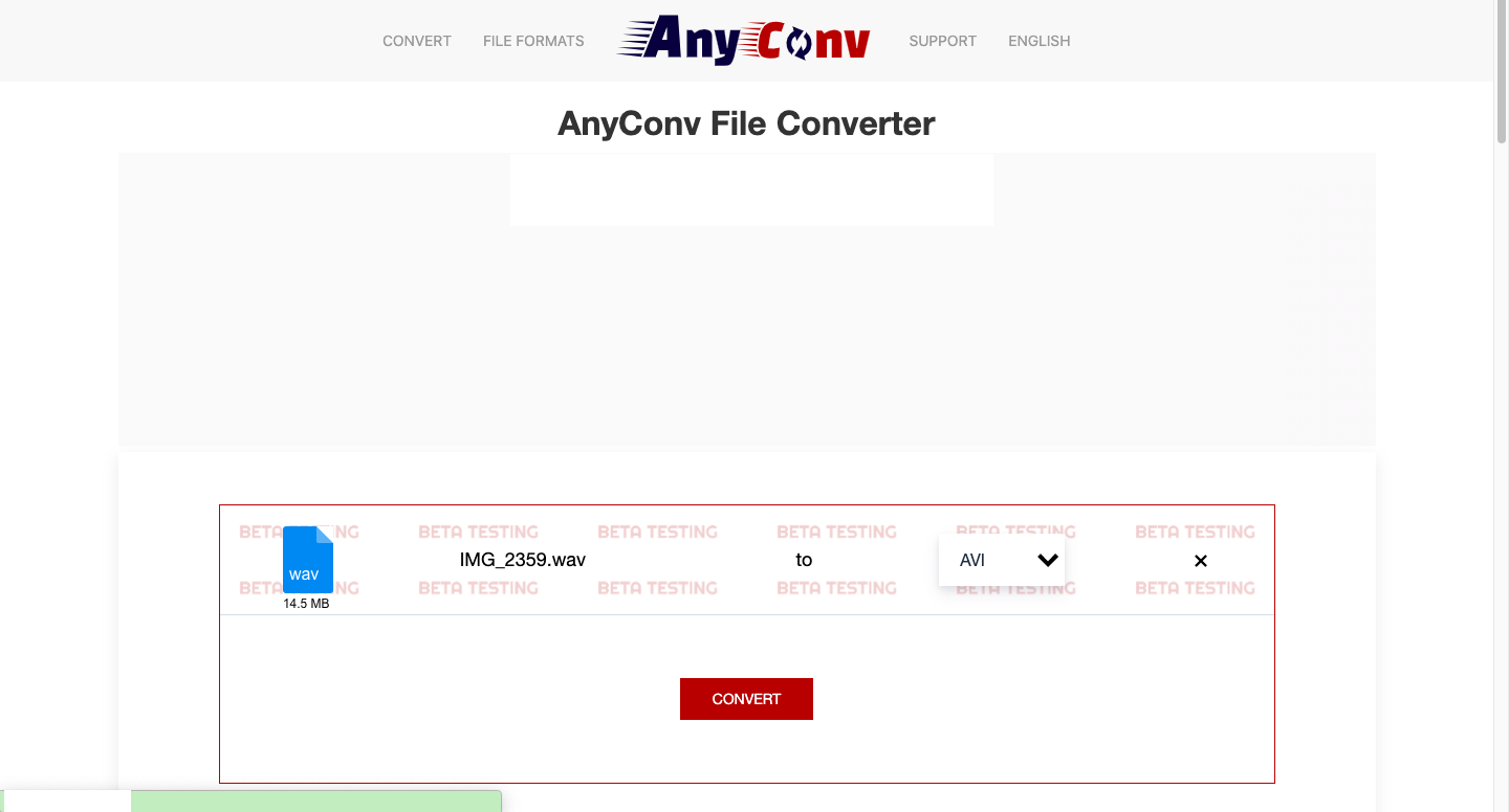 Konwertuj WAV na AVI za pomocą AnyConv.com