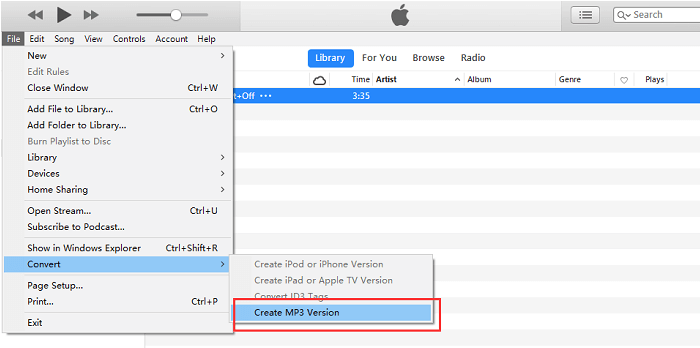 تحويل AAC إلى MP3 في iTunes