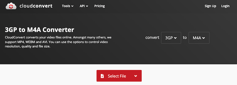Konwertuj 3GP na M4A przez CloudConvert.com