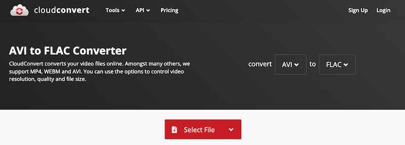 AVI to FLAC Online Converter: CloudConvert