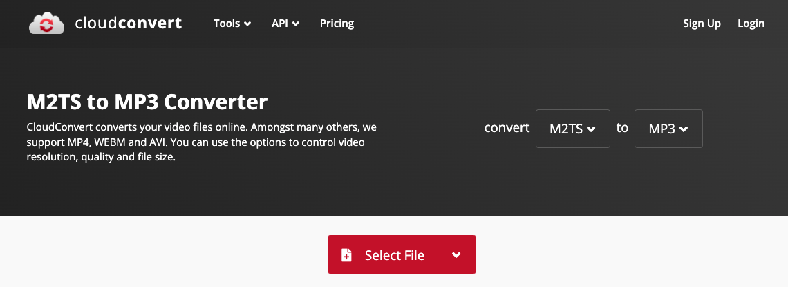 Use CloudConvert.com to Convert M2TS to MP3