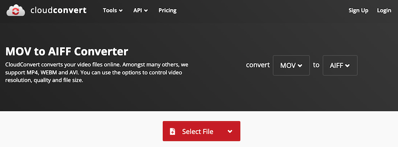 Converta MOV para AIFF Online em CloudConvert.com