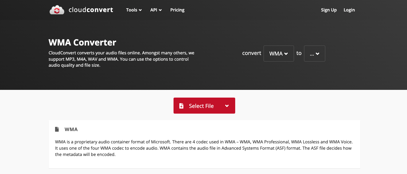 استخدم Cloudconvert.com لتحويل WMA إلى MPG