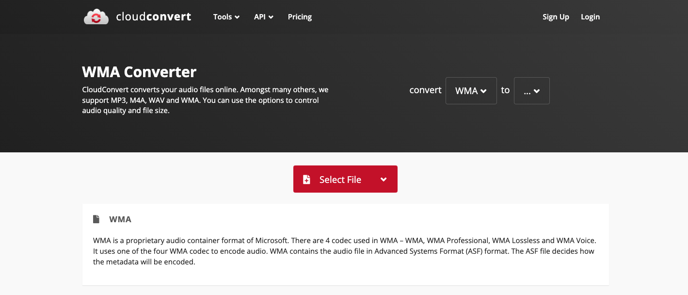 Use Cloudconvert.com to Convert WMA to MPG