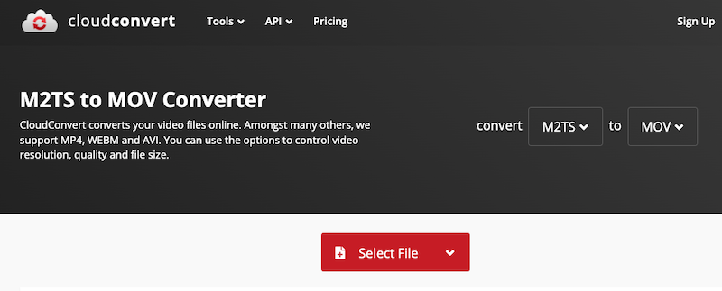 Convert M2TS to MOV Online with CloudConvert