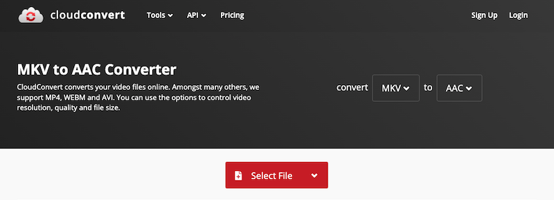 CloudConvert: online MKV naar AAC-converter