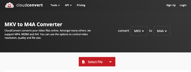 CloudConvert: online MKV naar M4A-converter