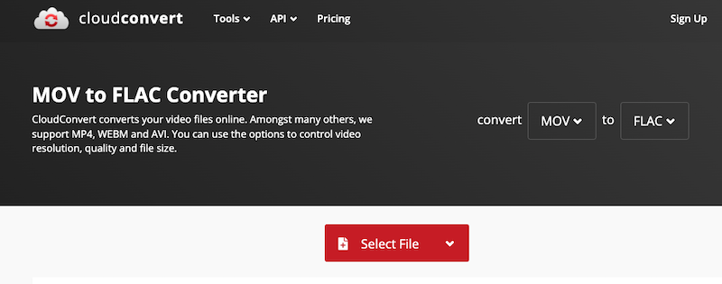 Steps to Convert MOV to FLAC Using CloudConvert