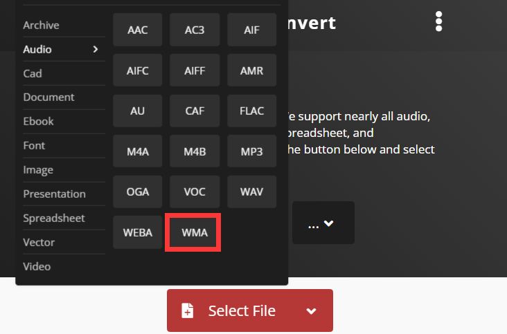 Conversor online para converter MP3 para WMA