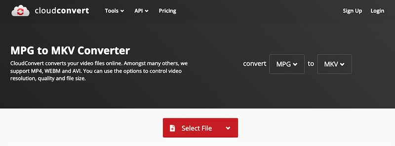 Como converter MPG para MKV usando Cloudconvert