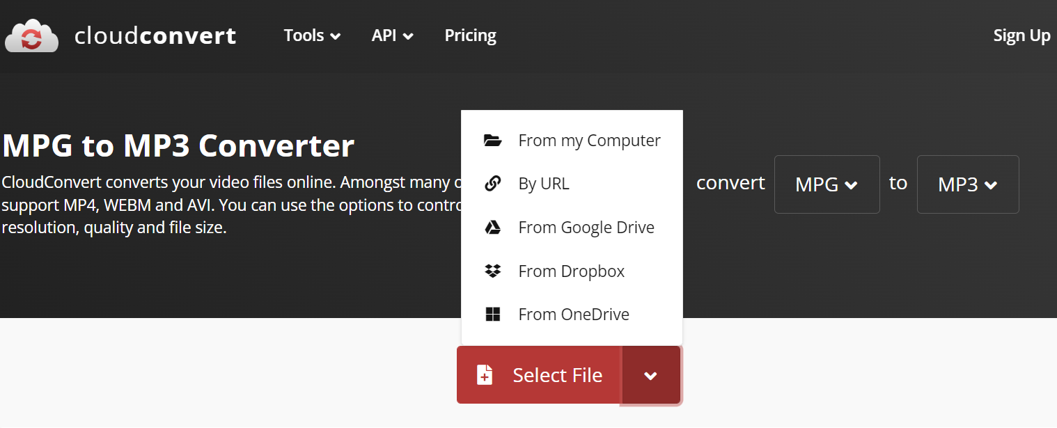 Converteer MPG online naar MP3