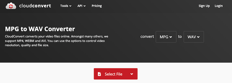 Convert MPG to WAV Online at CloudConvert.com