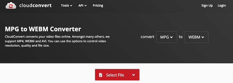 Converteer MPG naar WebM Online op CloudConvert.com