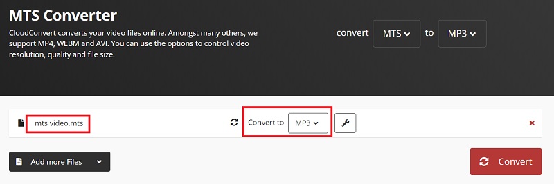 Use CloudConvert to Turn MTS into MP3