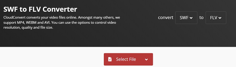 Maak SWF naar FLV met CloudConvert