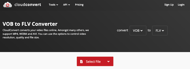 Online VOB naar FLV-converter: CloudConvert