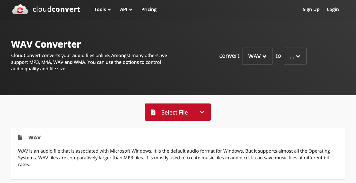 Convert WAV with CloudConvert.com