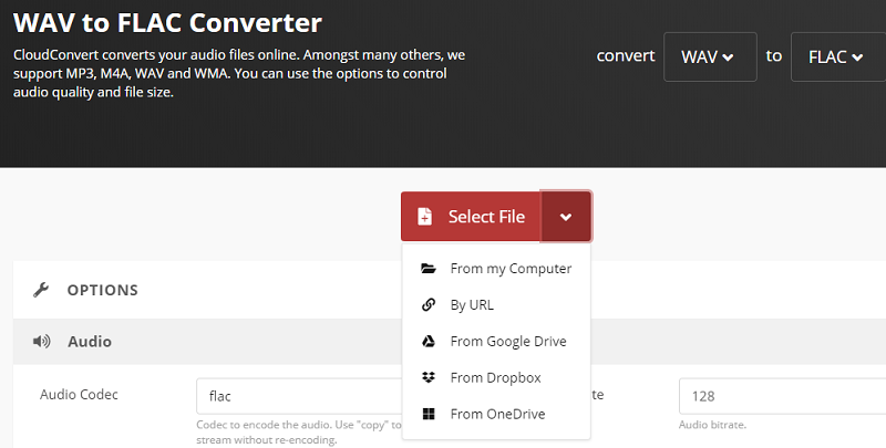 Converter WAV para FLAC CloudConvert