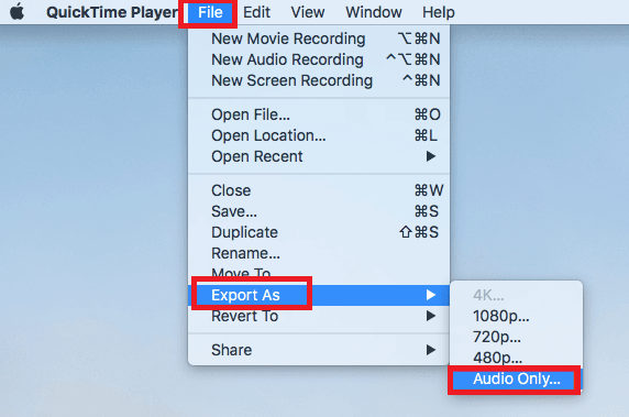 Convert MOV to MP3 with QuickTime