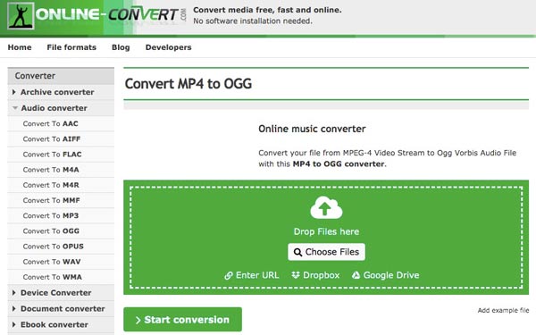 Online MP4 naar OGG-converter