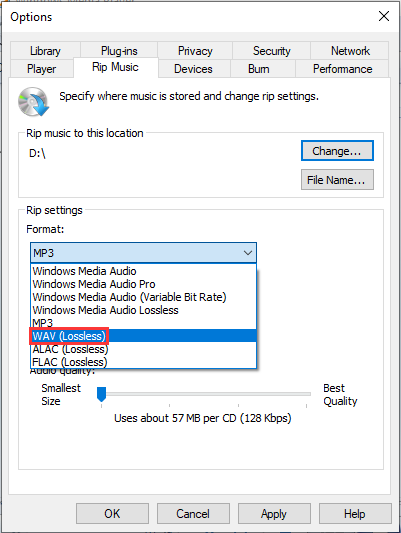 تحويل WMA إلى WAV باستخدام Windows Media Player