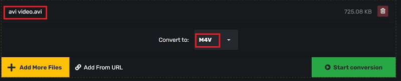 Konwertuj AVI na M4V za pomocą narzędzi online