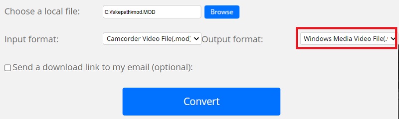 Convert MOD to WMV Online
