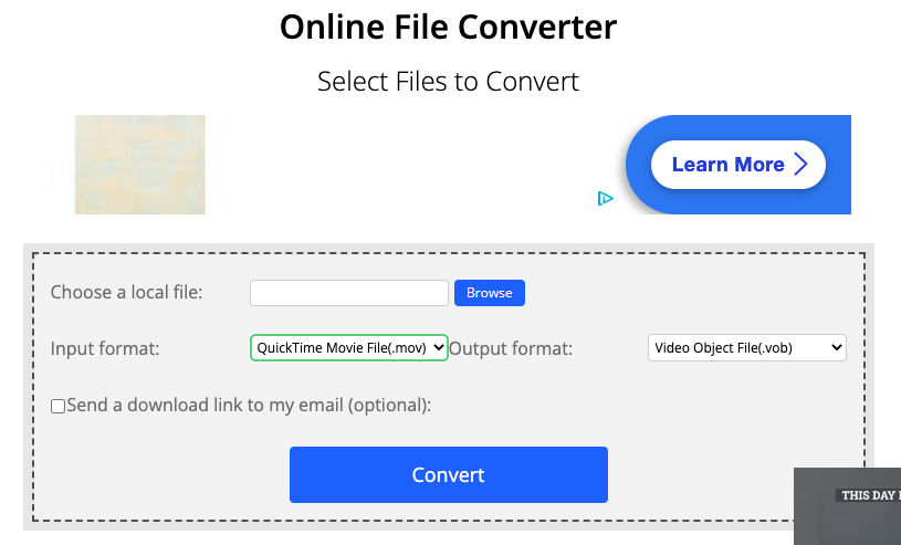 Convert MOV to VOB with ConvertFiles