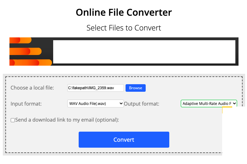 ConvertFiles.com для WAV в AMR