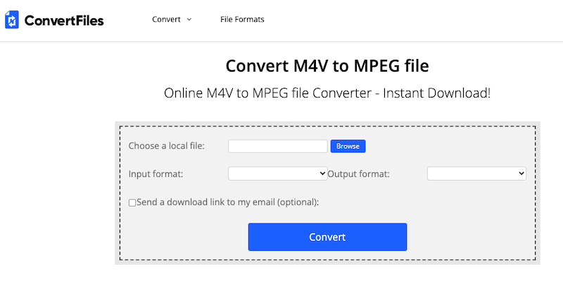 قم بتحويل M4V إلى MPEG على موقع ConvertFiles.com