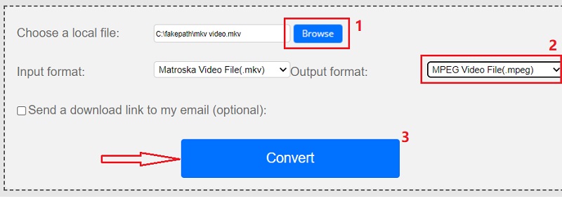 Konwertuj MKV do formatu MPEG online