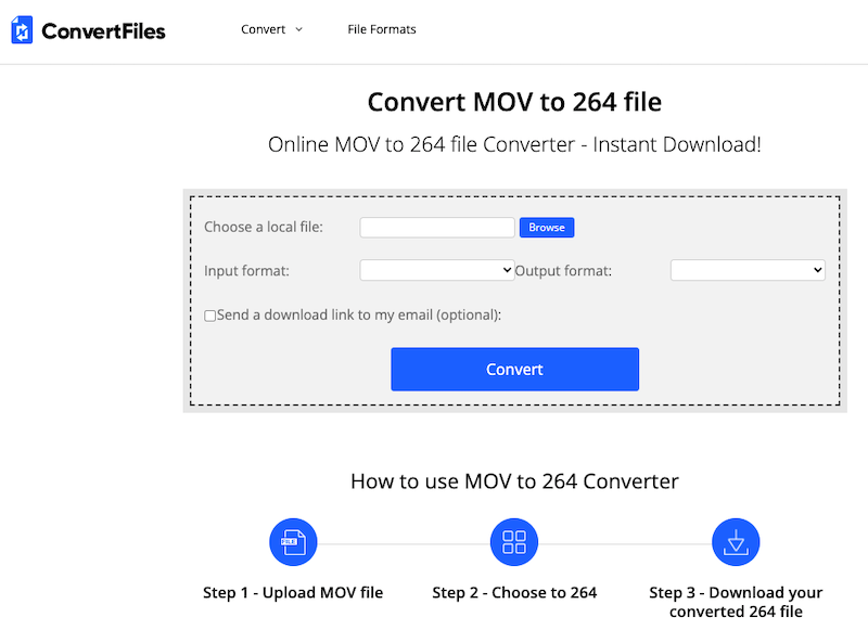 Convert MOV Files to H.264 Online at ConvertFiles.com