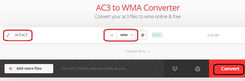 Конвертировать AC3 в WMA онлайн