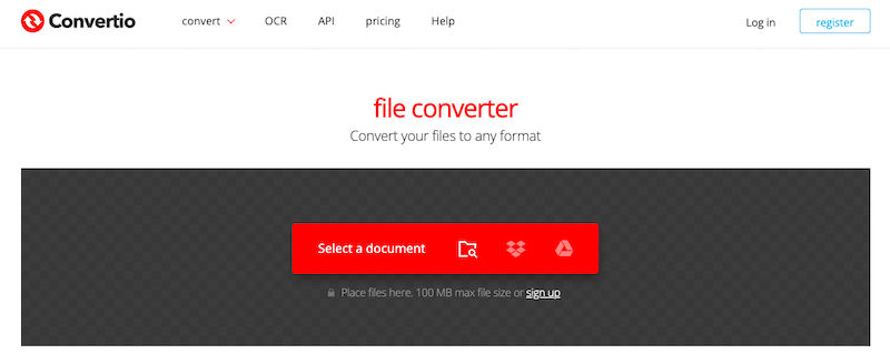 Visite Convertio.co para converter AVI para OGG