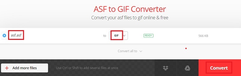 Преобразование файлов ASF в формат GIF бесплатно