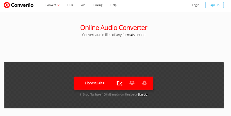 تحويل الصوت إلى MP3 عبر Convertio.co
