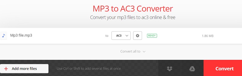 Превратите MP3 в AC3 с помощью Convertio