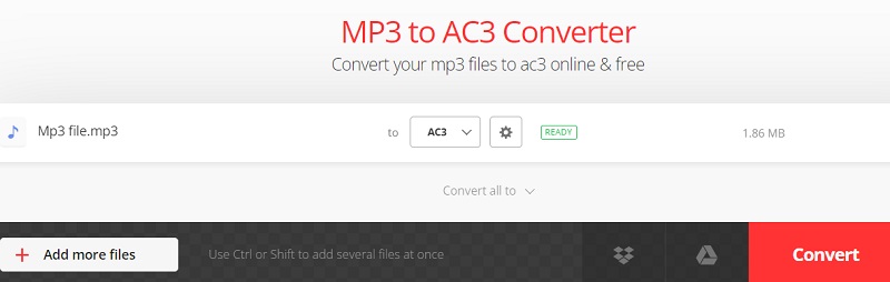 Convertio로 MP3를 AC3로 만들기