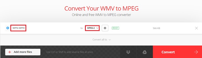 Zamień WMV na MPEG2 za pomocą narzędzi online