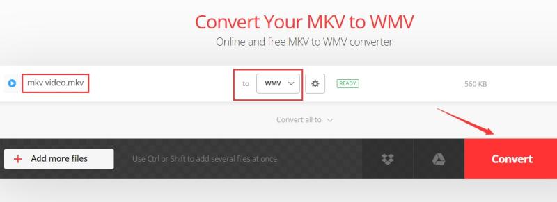 Конвертировать MKV в формат WMV онлайн