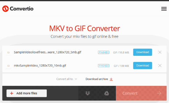 Konwersja MKV do GIF online